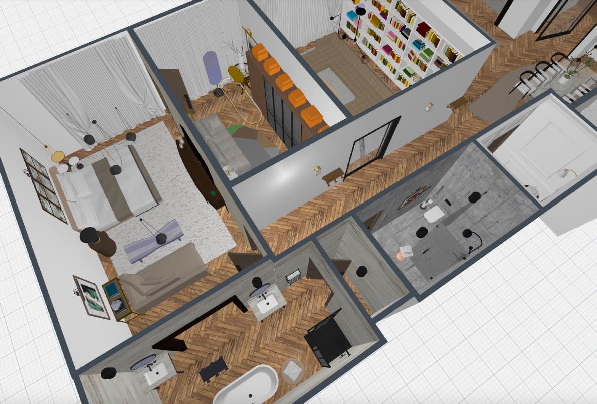 plano de casa moderna, 3d, planner 5d