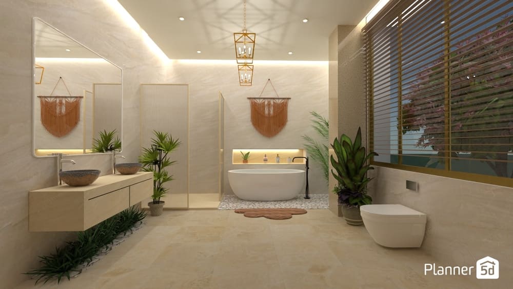 quanto custa reformar um banheiro, render 3D de banheiro decorado