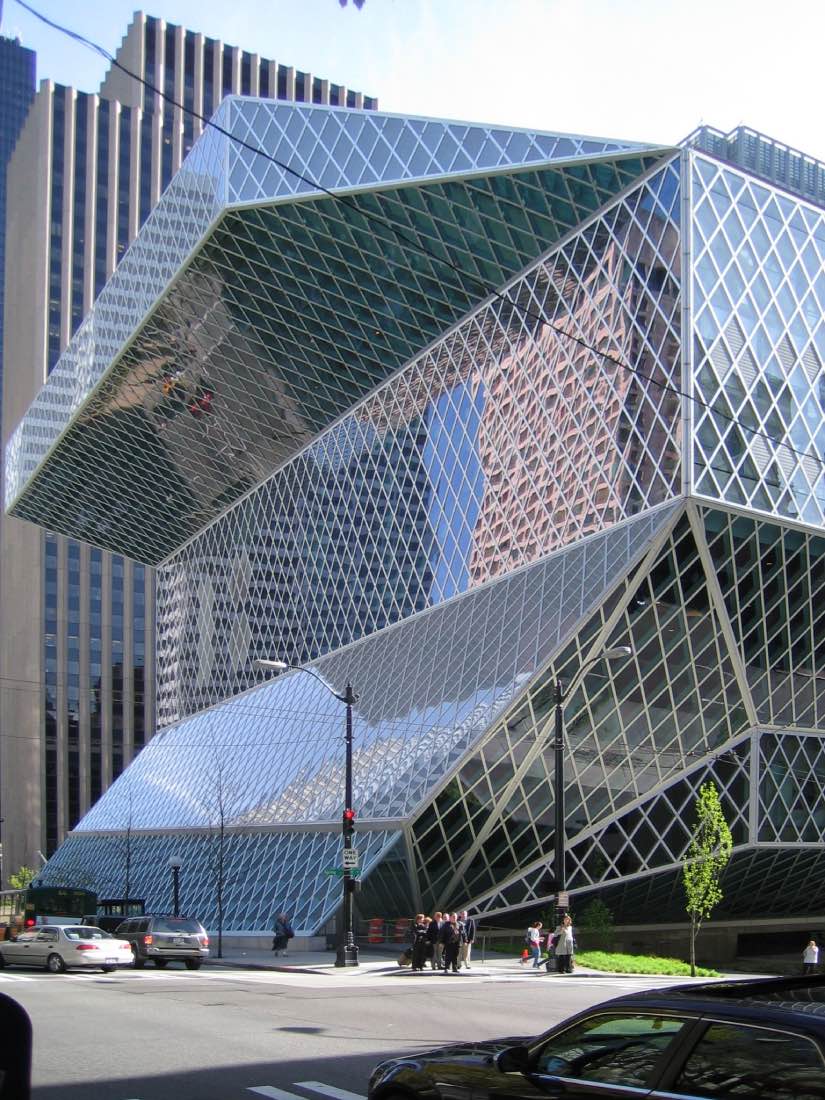obras de Rem Koolhaas: Biblioteca Pública de Seattle. exterior