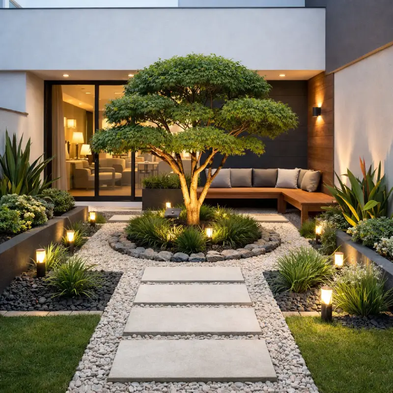 Ideia de paisagismo para jardim criada no ChatGPT