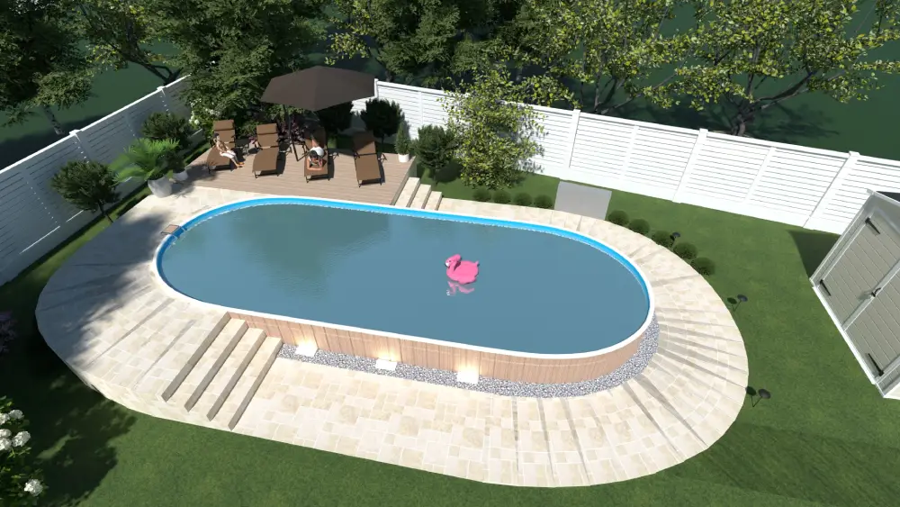 criar jardim com IA, projeto de jardim com piscina