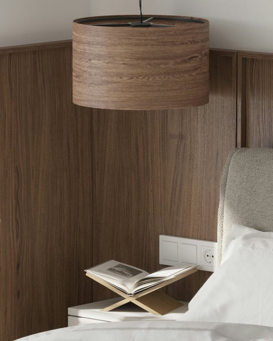 Glosario de decoración: acabado de madera mate. dormitorio