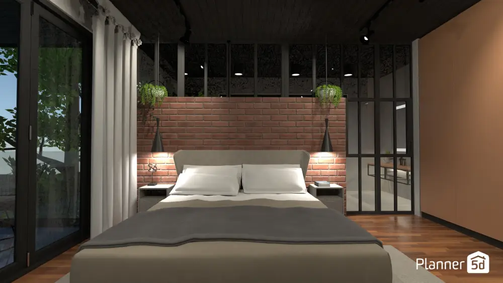 Quarto decorado com cama de casal tradicional