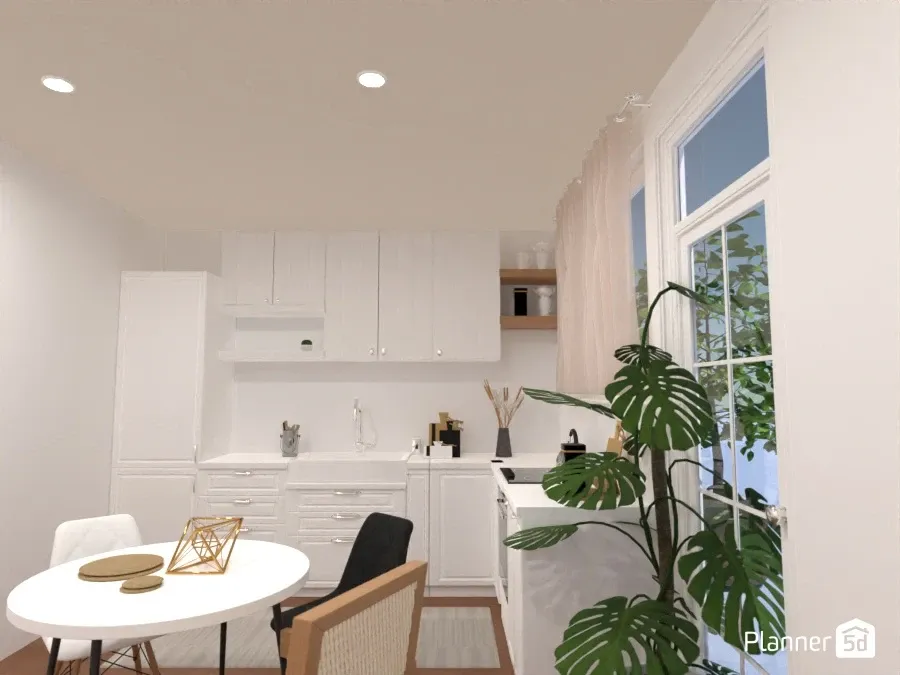 Projeto 3D de cozinha planejada em L