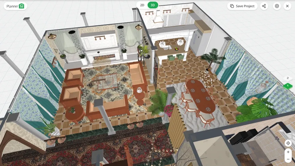 Plantas de casas com 3 quartos, sala e cozinha conjugadas