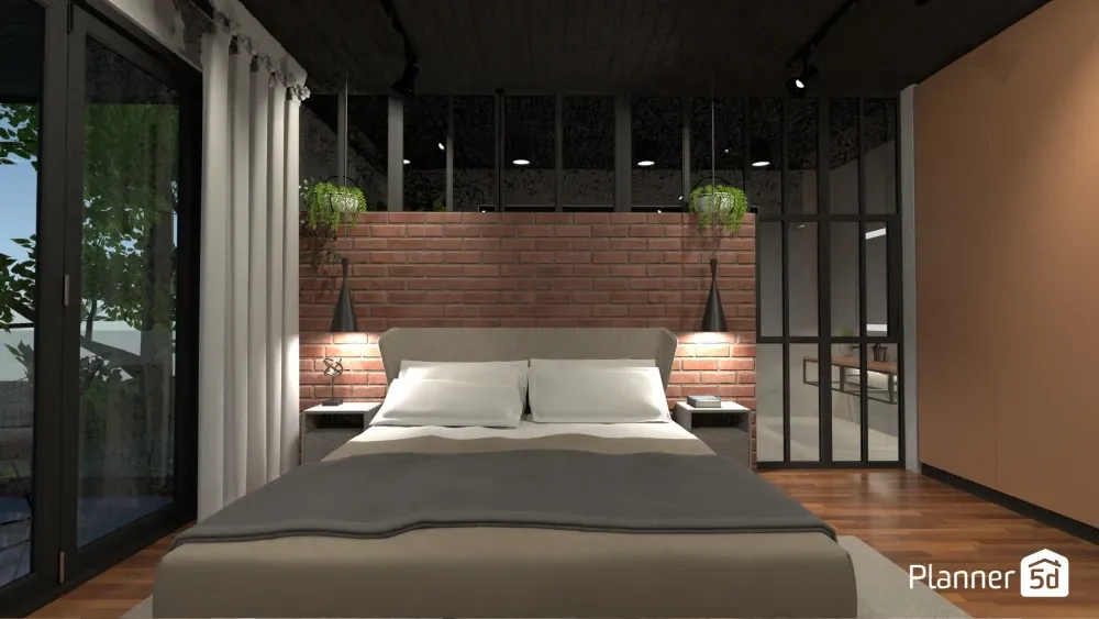 Projeto de quarto 3D criado no Planner 5D