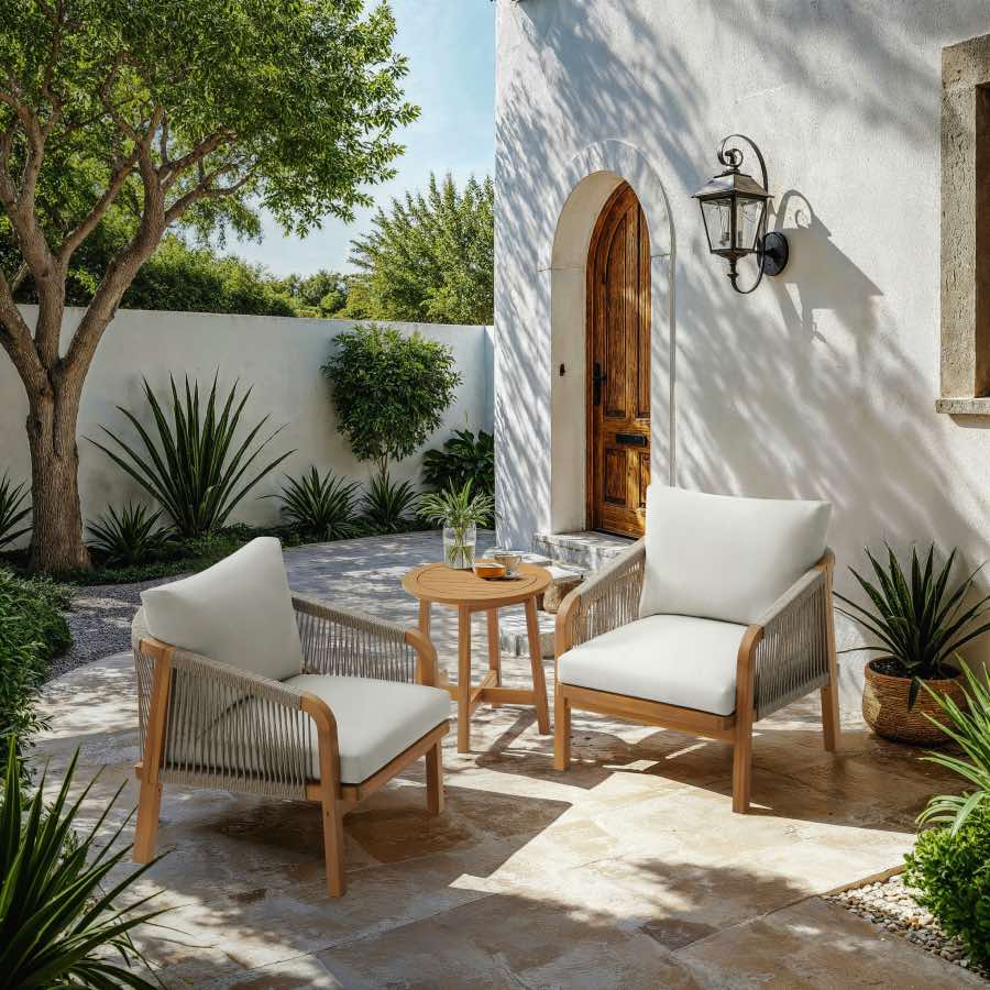 Modelos de casas de campo: muebles para patios y terrazas.