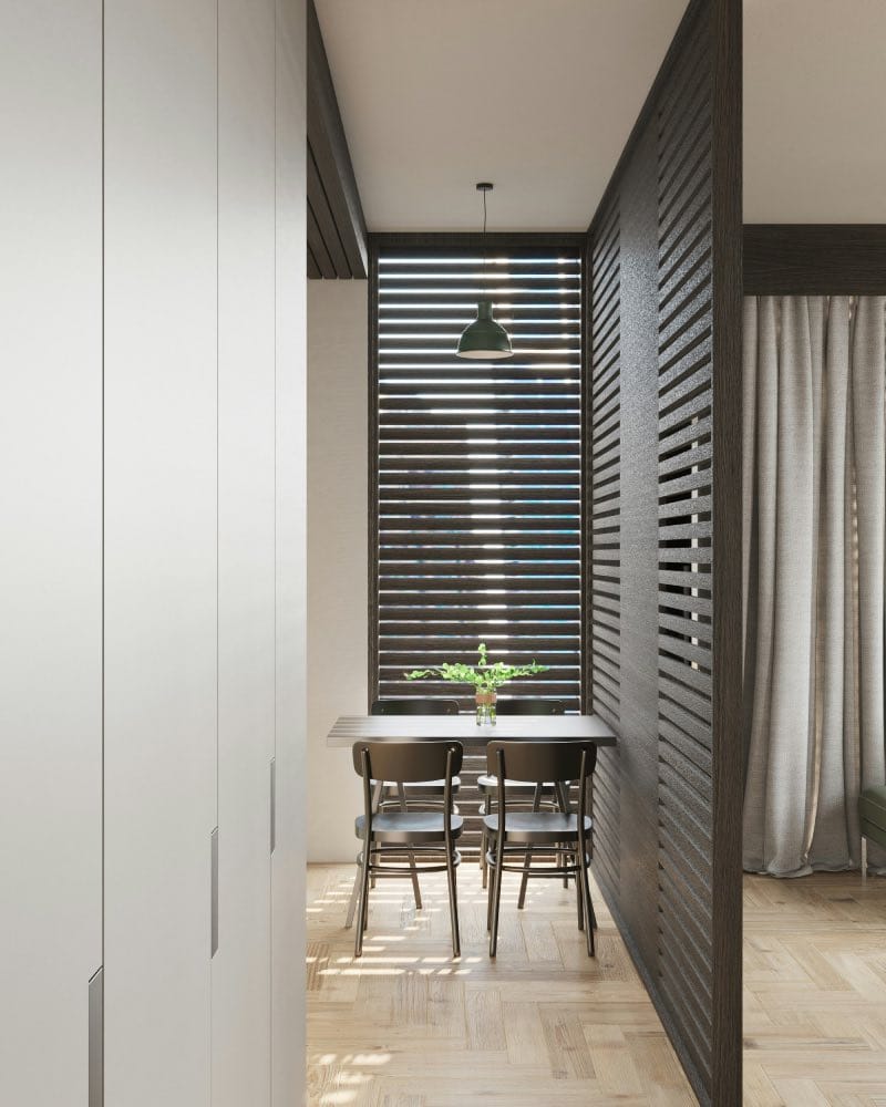 ¿Cómo dividir un piso pequeño: cocina-salón separados con paneles