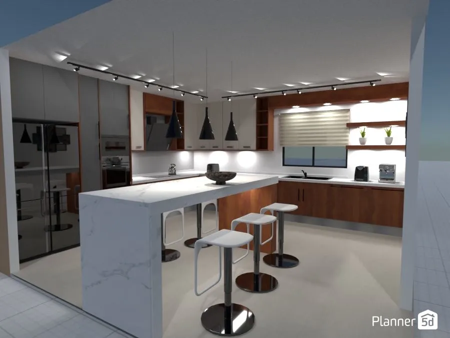 Cozinha planejada em L com ilha
