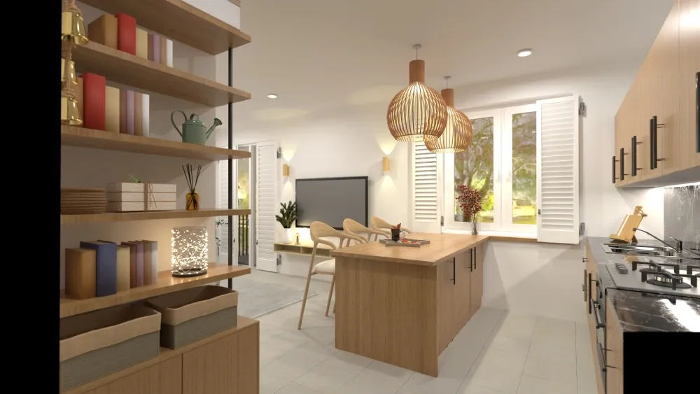 Cozinha simples planejada com ilha