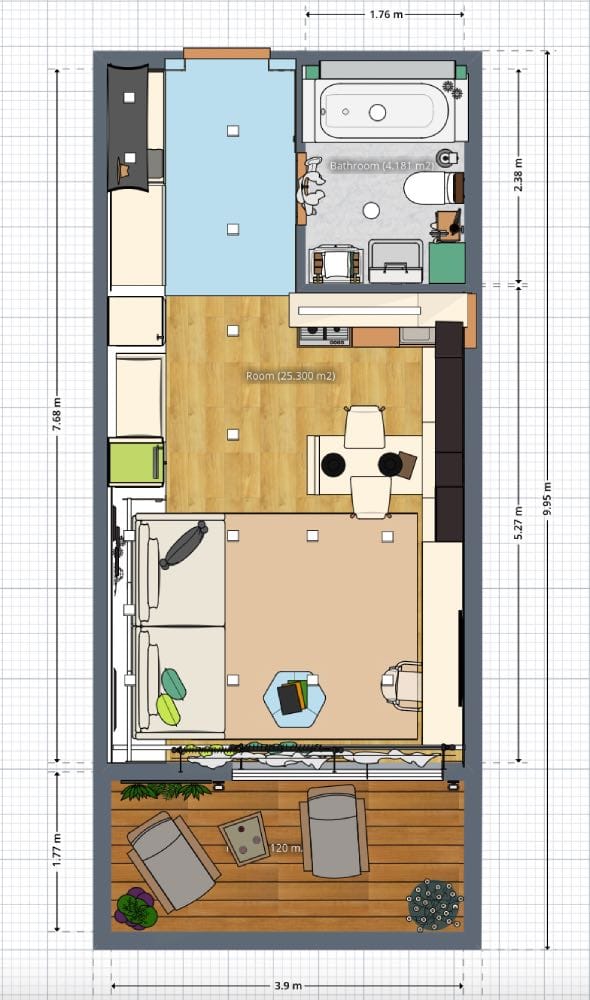 plano de loft pequeño. planner 5d