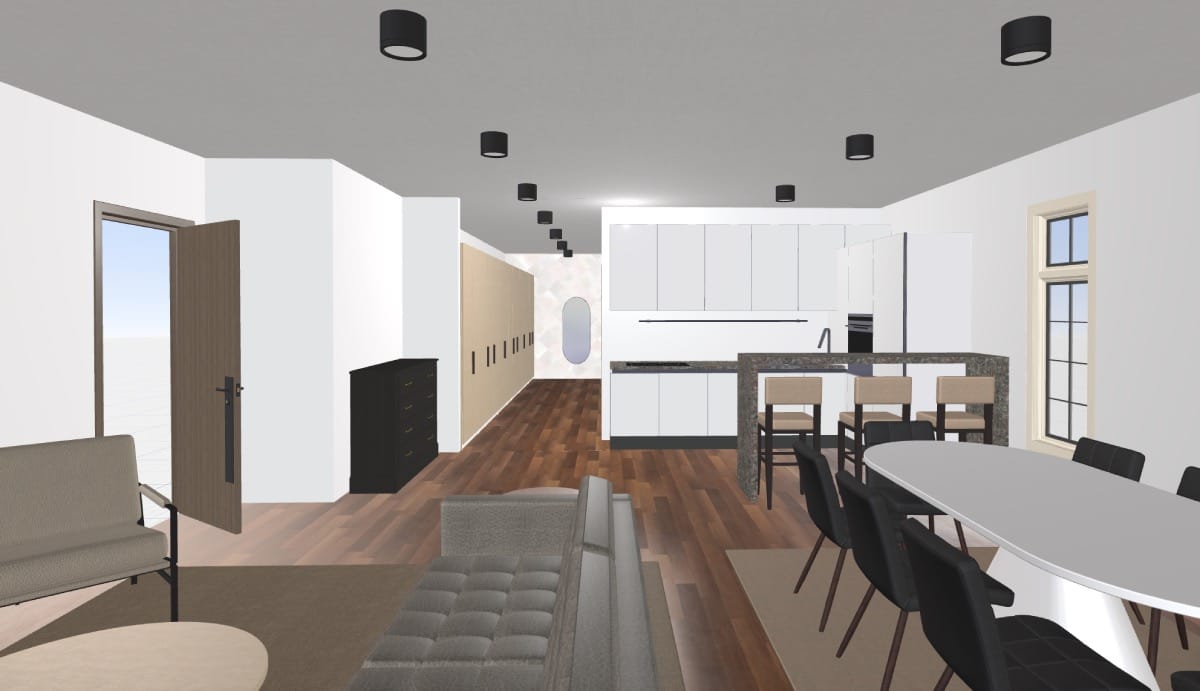 render de apartamento tipo loft moderno, planner 5d