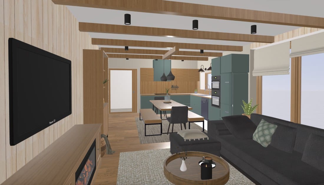 Planos de casas modernas de 100 m². Diseño creado en Planner 5D.
