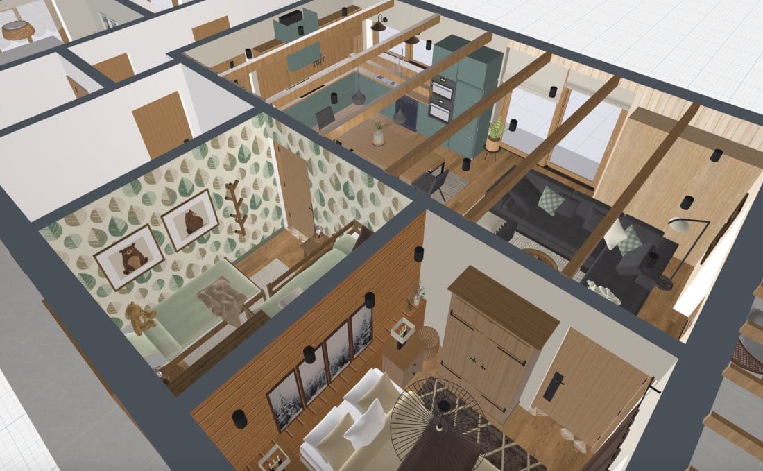 Planos de casas modernas de 100 m². plano 3d de casa rústica