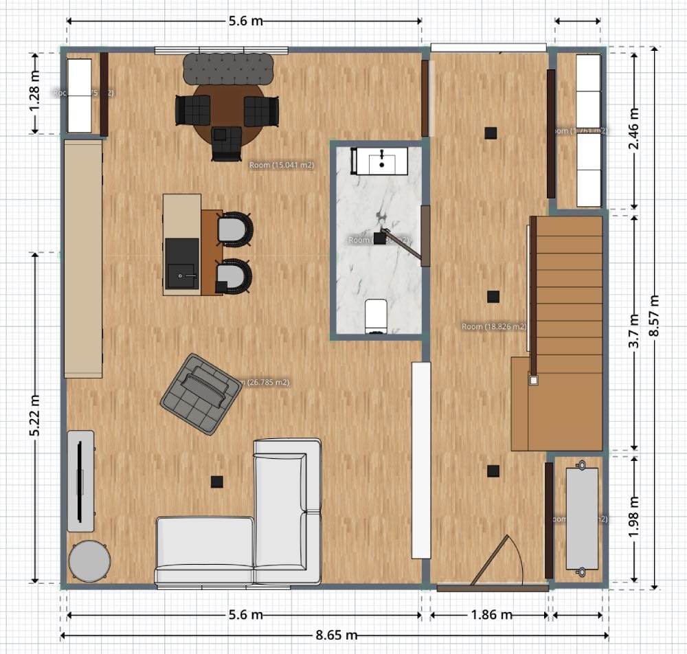 Planos de casas modernas de 100 m². Diseñode casa moderna de dos pisos