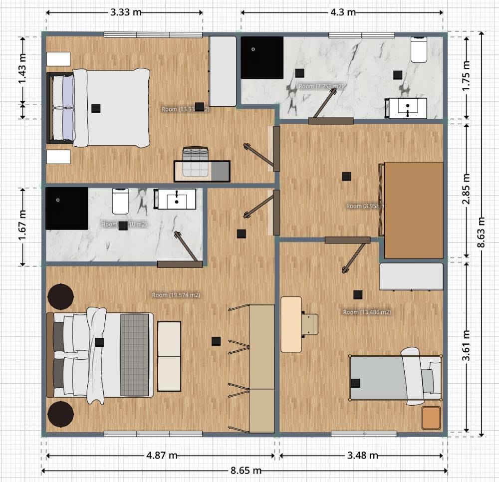Planos de casas modernas de 100 m². Diseño de casa moderna dos pisos