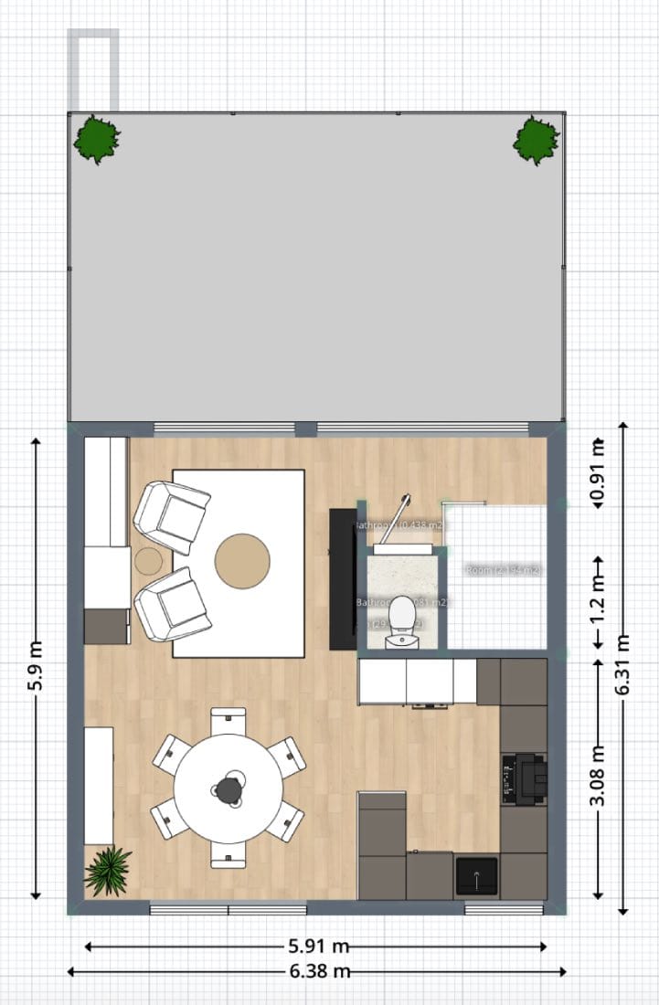 Planos de casas modernas de 100 m². Diseño creado en Planner 5D.