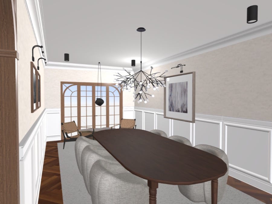 render 3d comedor elegante. diseños de comedores modernos