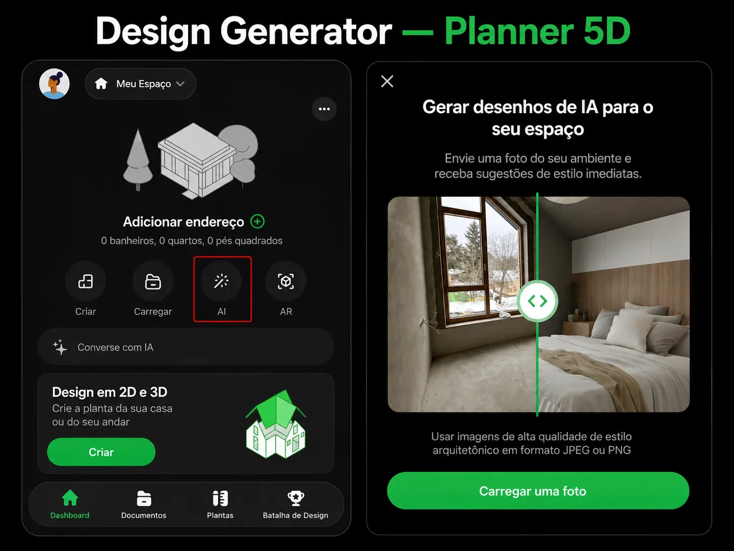 Design Generator, ferramenta de IA do Planner 5D