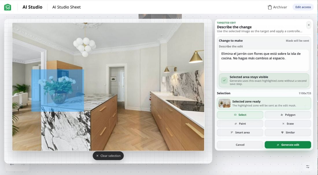 diseño de interiores con IA. Inteligencia artificial con Planner 5D. Ai Studio