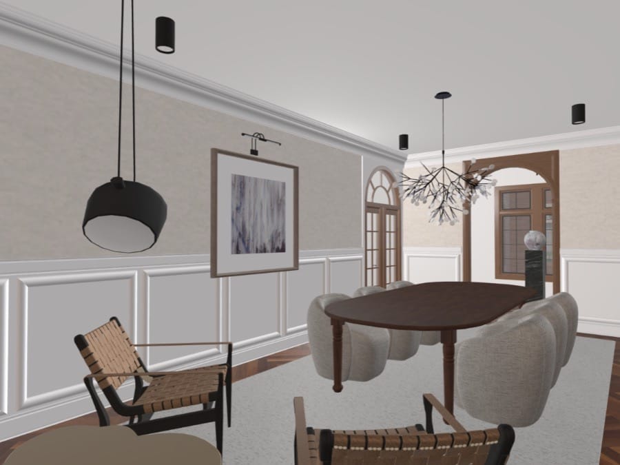 render 3d de comedor moderno, planner 5d