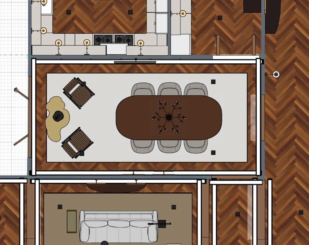 plano 2d de comedor moderno