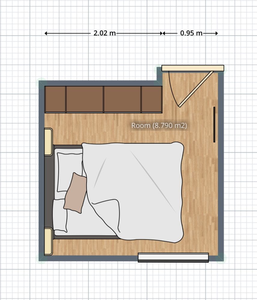 plano de dormitorio pequeño, planner 5d