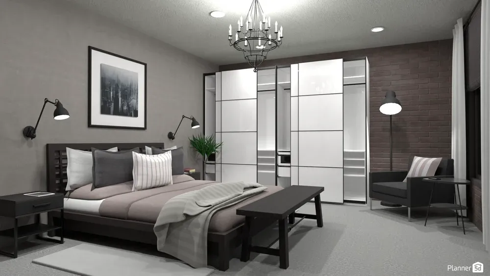 render 3D de quarto criado no Planner 5D