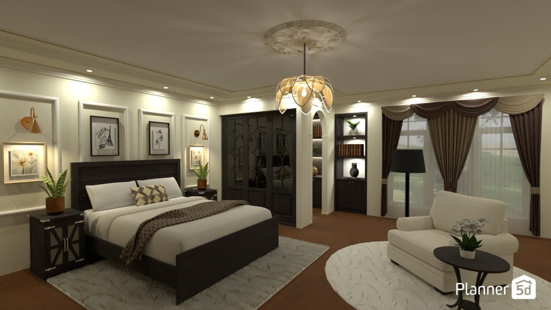 render dormitorio 3d clásico