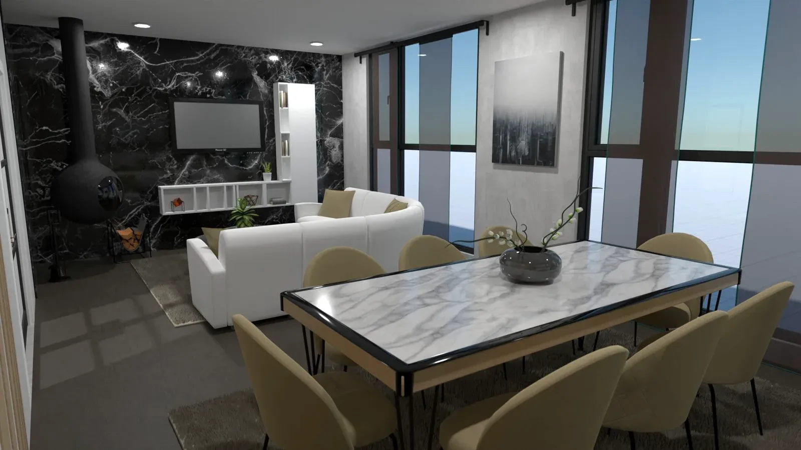 Salon moderne généré par Smart Wizard avec Planner 5D