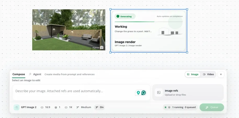 Screenshot of Planner 5D AI studio for outdoor garden design