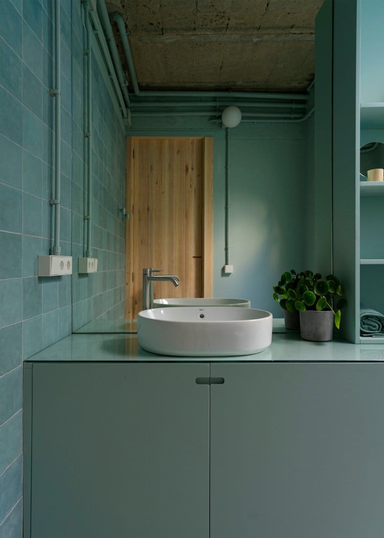 cuarto de baño verde moderno