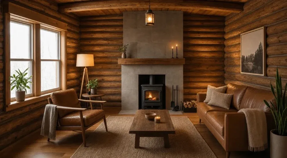 clean, streamlined design of a room with a cabin decor