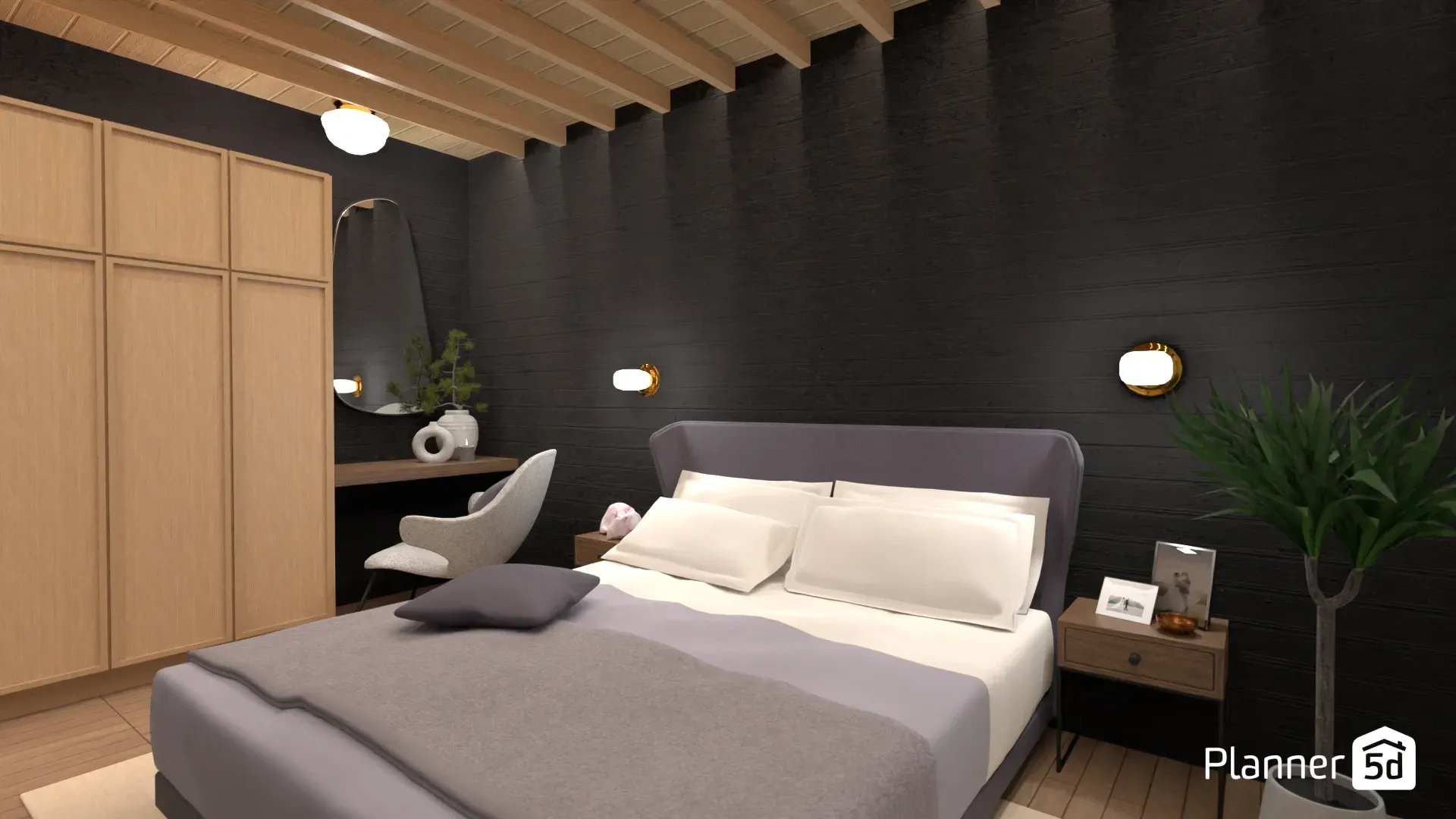 Projeto de quarto decorado, simulador de quarto online grátis