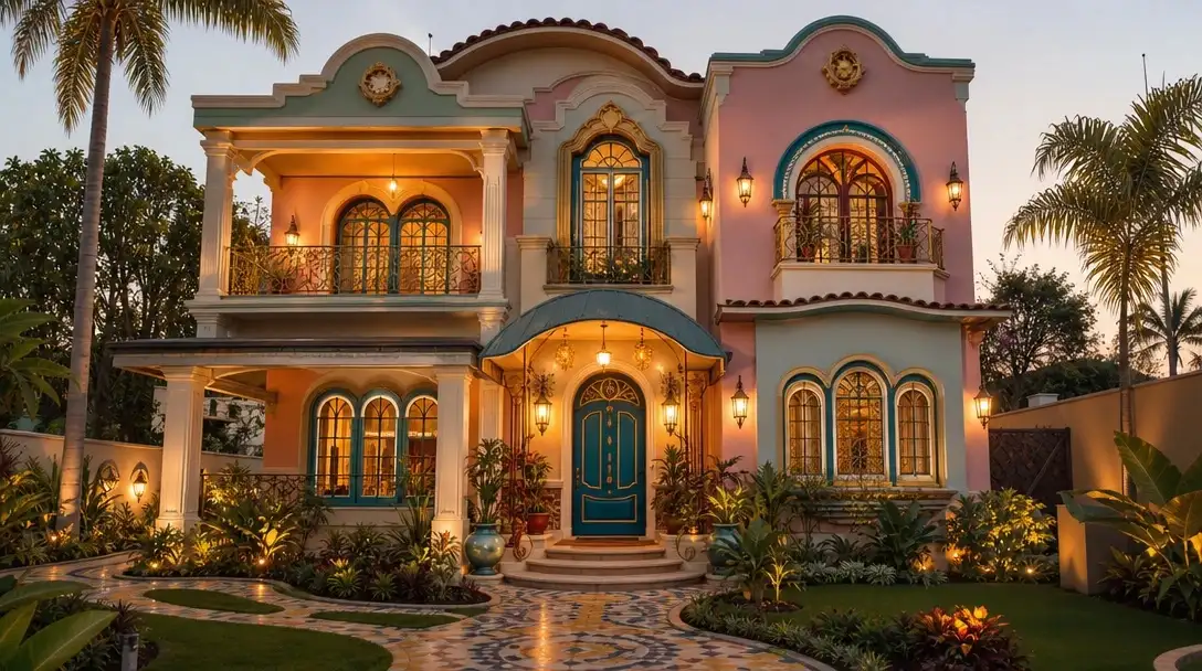 fachada de casa no estilo kitsch