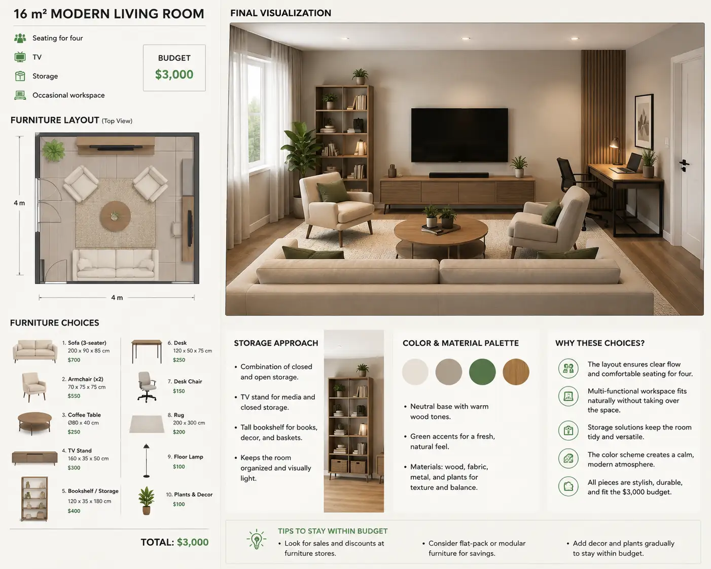 AI interior design rationale generated with ChatGPT.