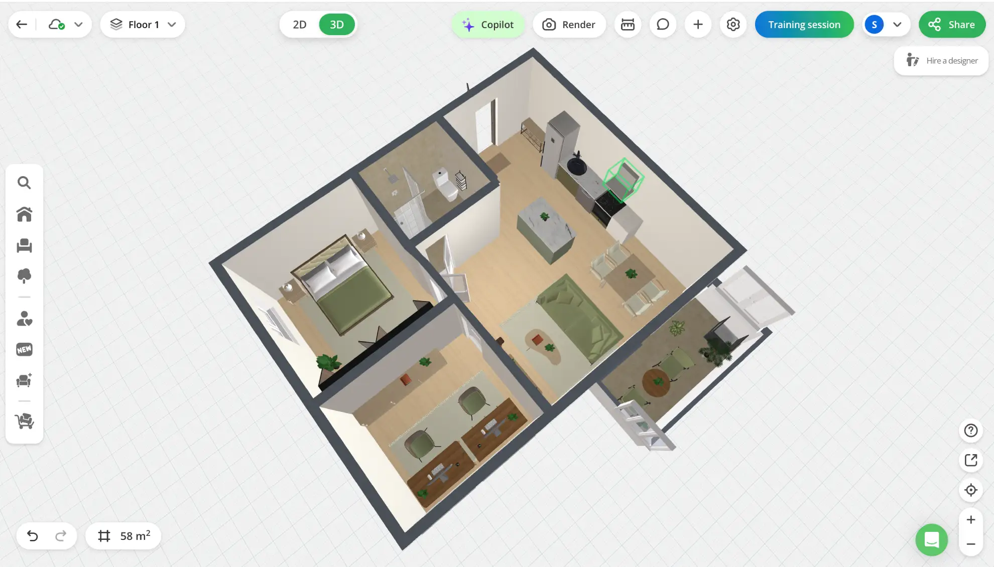 Planner 5D editor, Planner 5D Copilot AI Agent for interior design