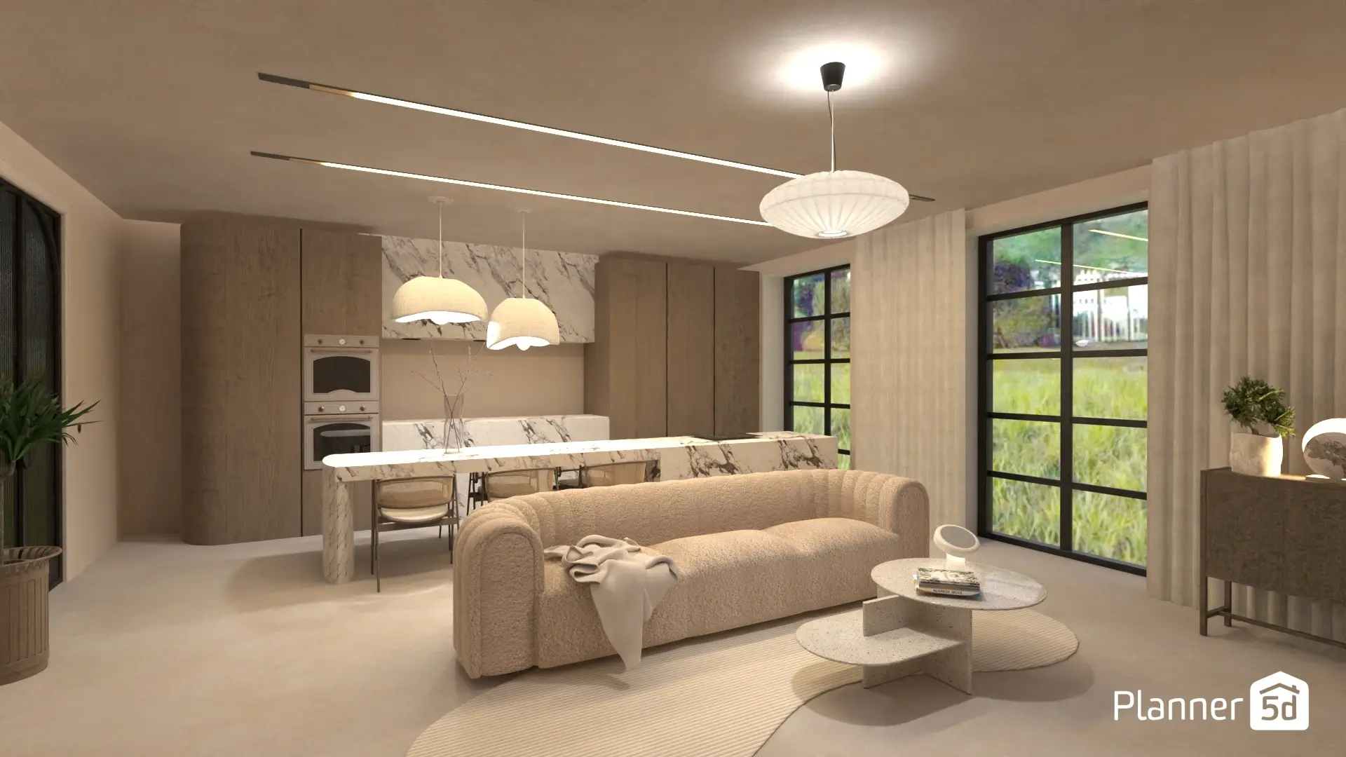 How to use Claude for interior design, 3D render of interior design concept created with Planner 5D
