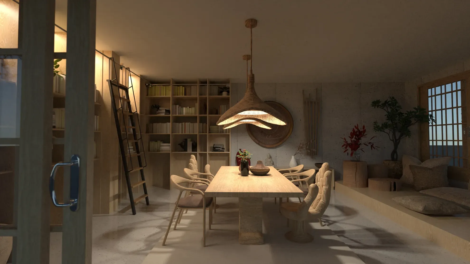 How to decorate a dining room, 3D render of dining room furniture