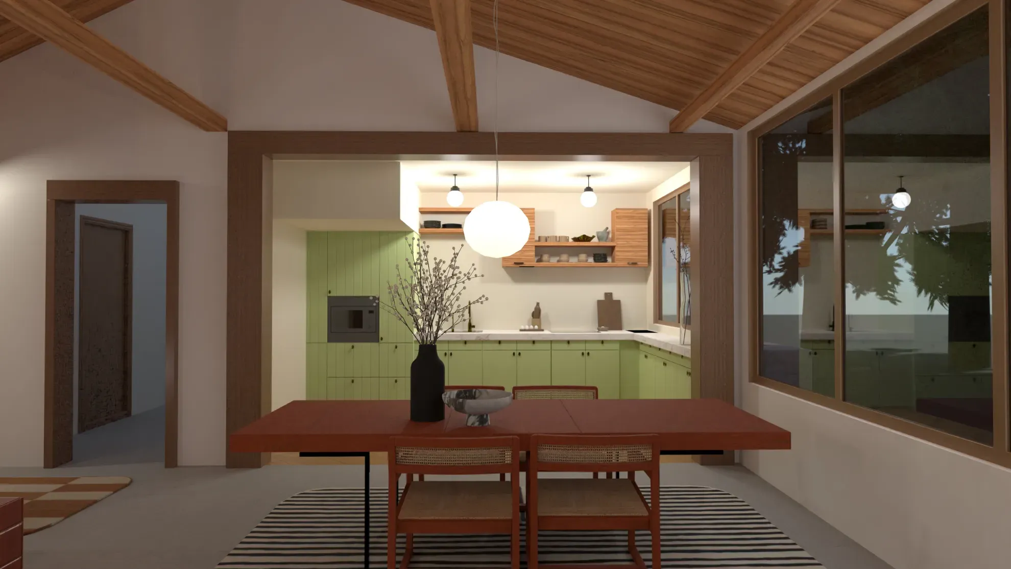 How to decorate a dining room, 3D render of a dining room design created with Planner 5D