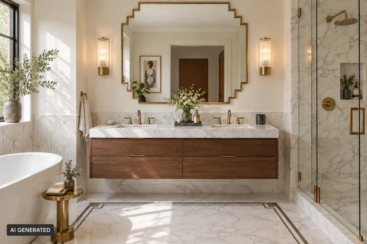 art deco interior style, art deco bathroom design