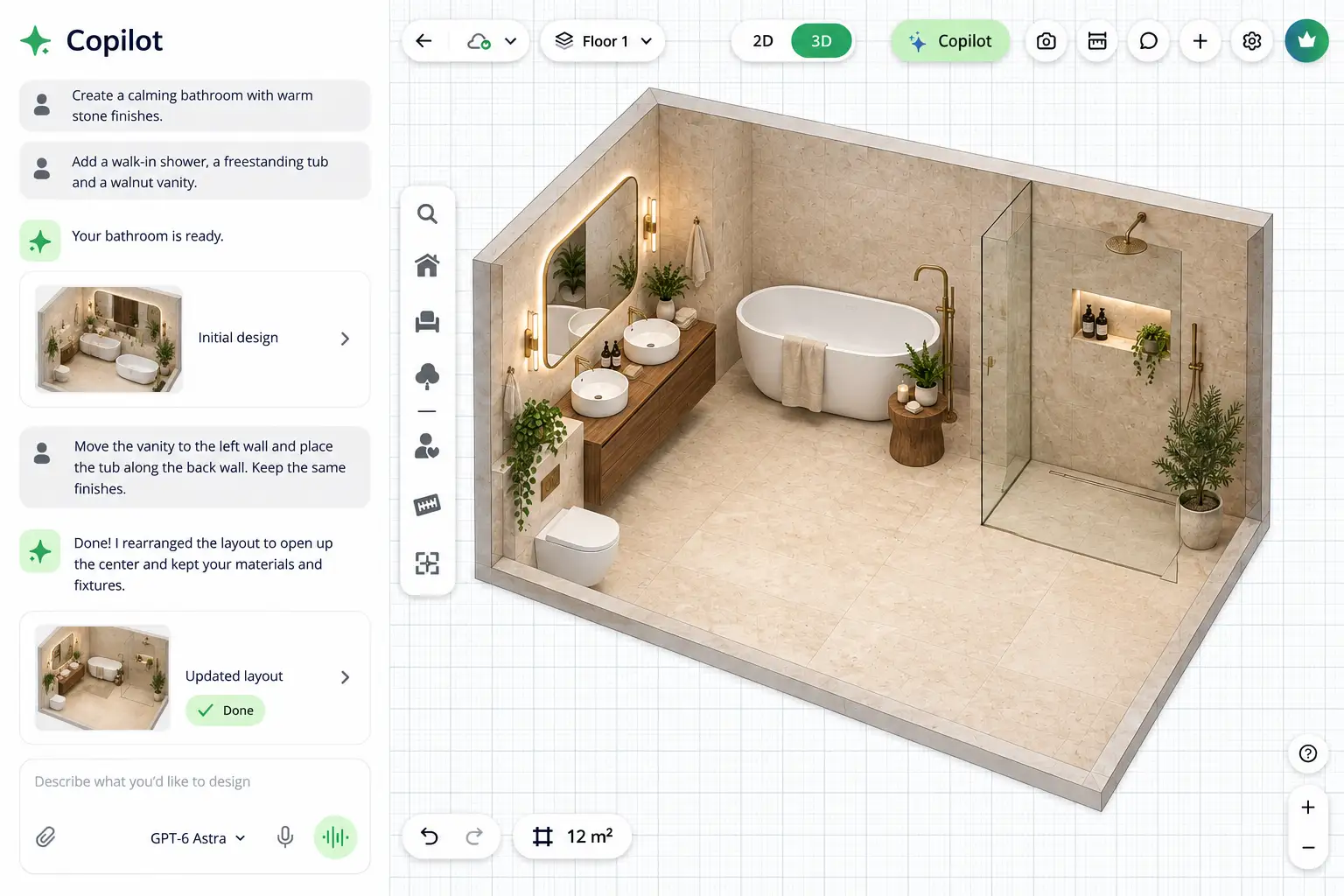 Planner 5D Copilot interface