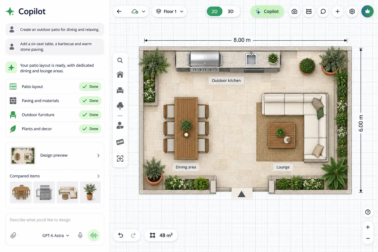 Planner 5D Copilot interface