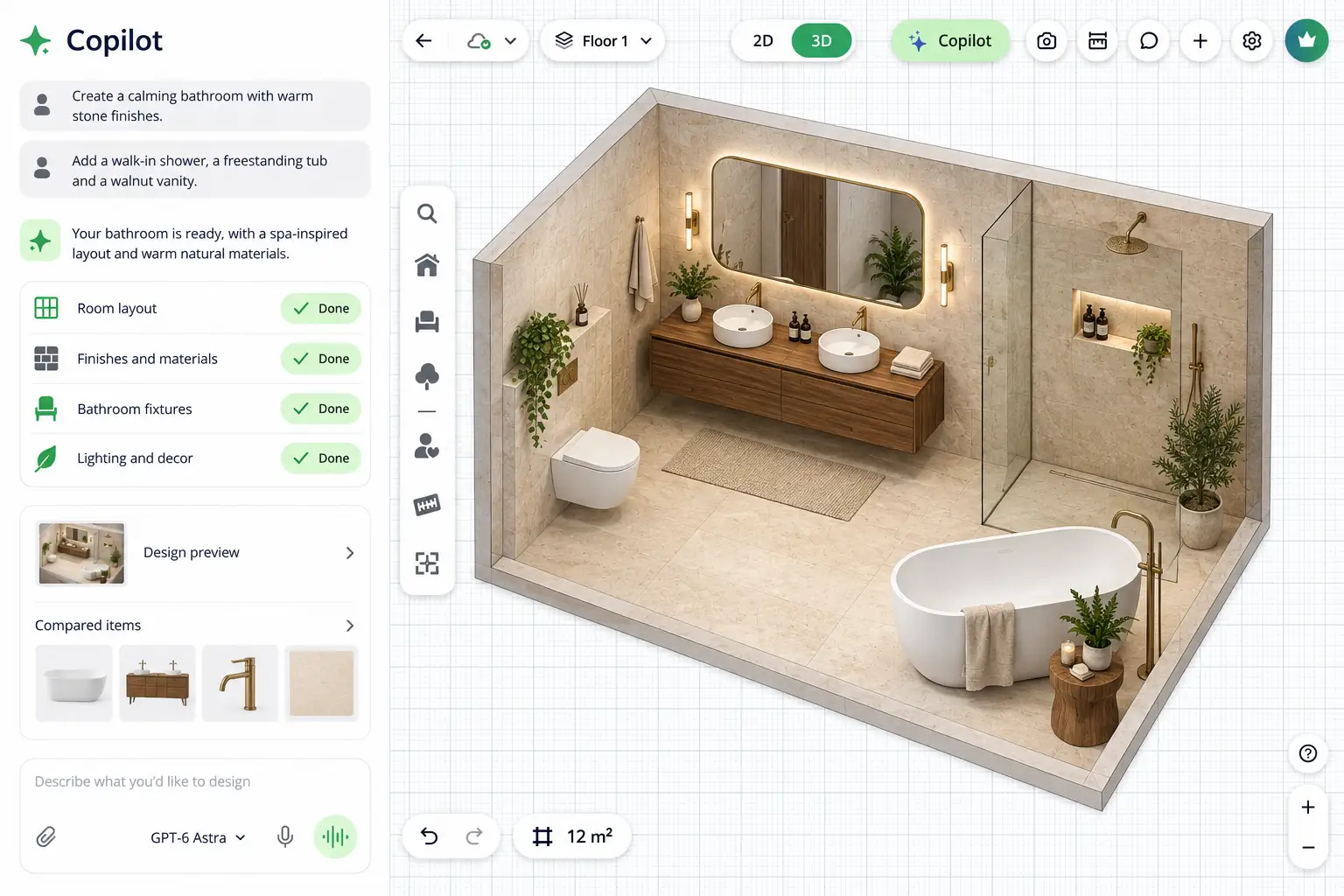 Planner 5D Copilot interface