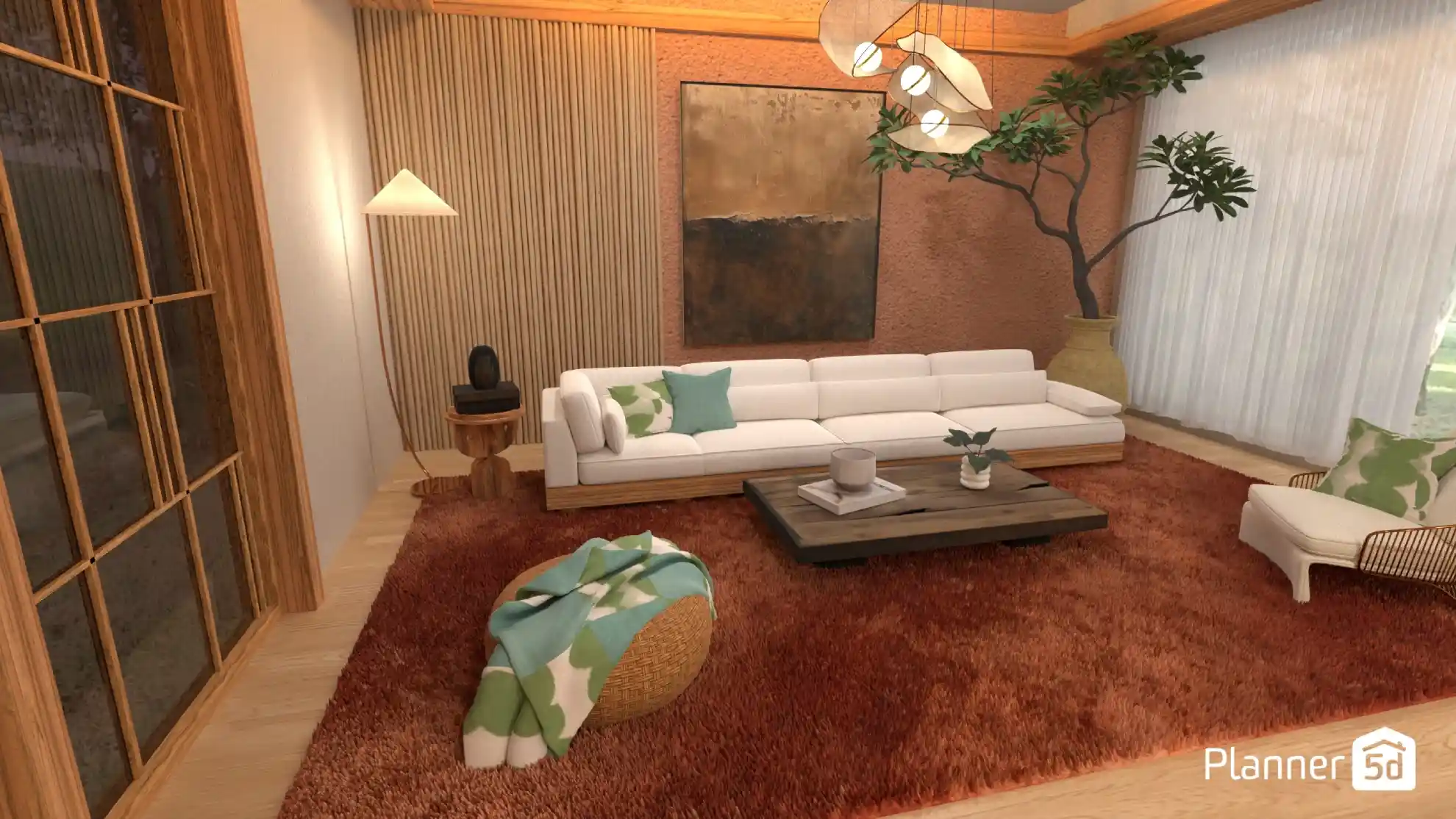 3D render of a Japandi living room, what is Japandi interior style