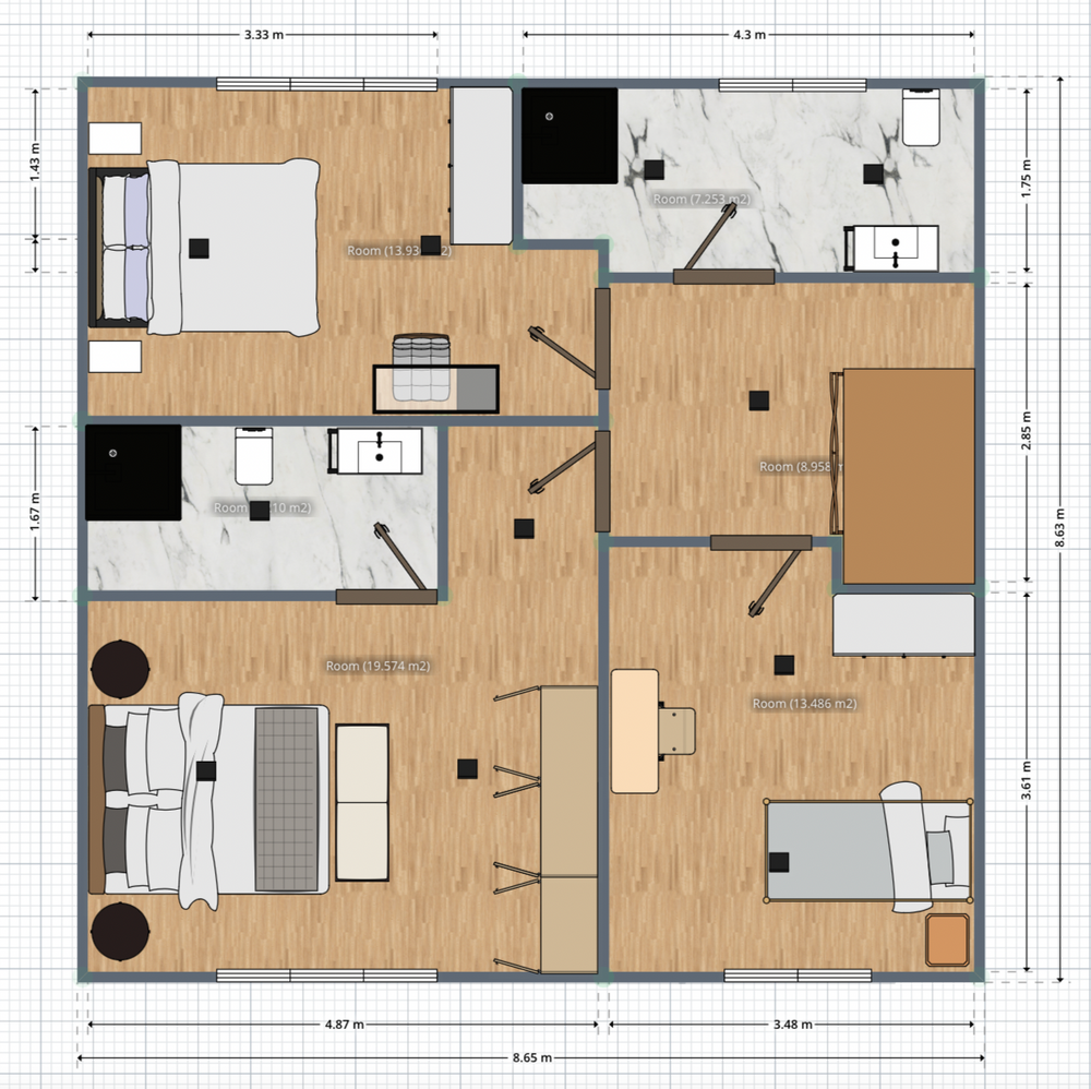 5 Planos De Casas Sencillas Con 2 3 Dormitorios Planner 5D