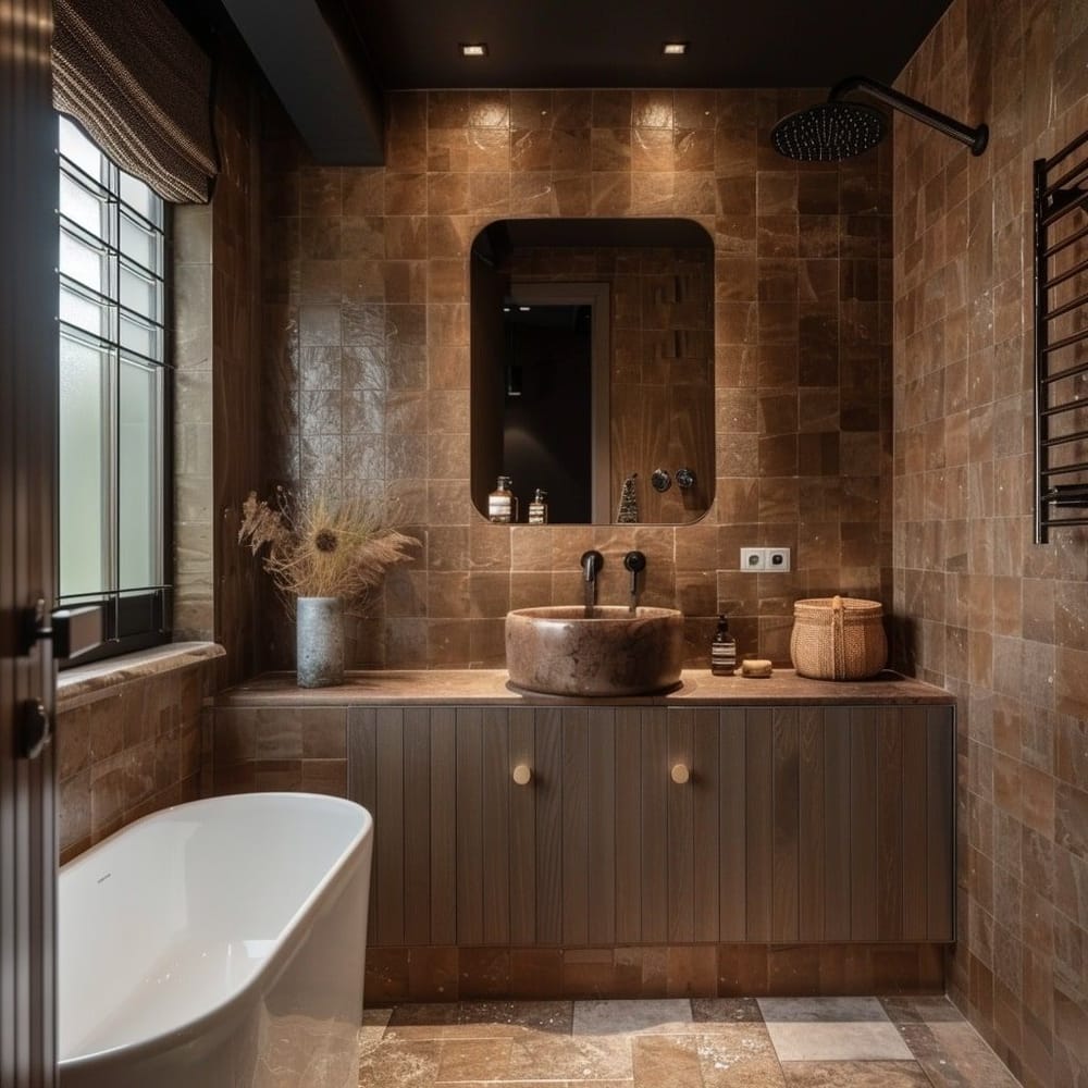 Badezimmer Braune Fliesen