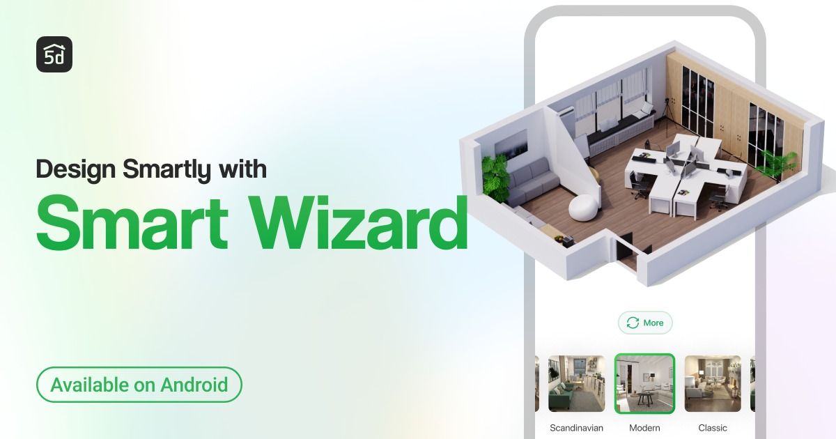 Smart Wizard w Planner 5D na Android, projektowanie wnętrz