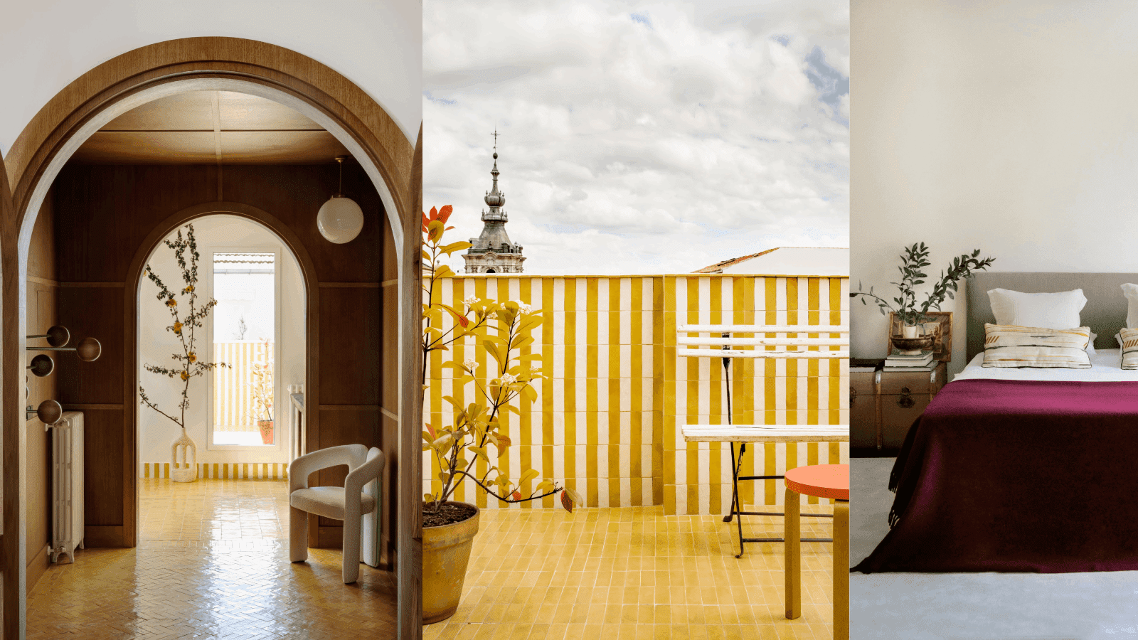 apartamento en Madrid con terraza y suelo amarillo moderno de diseño