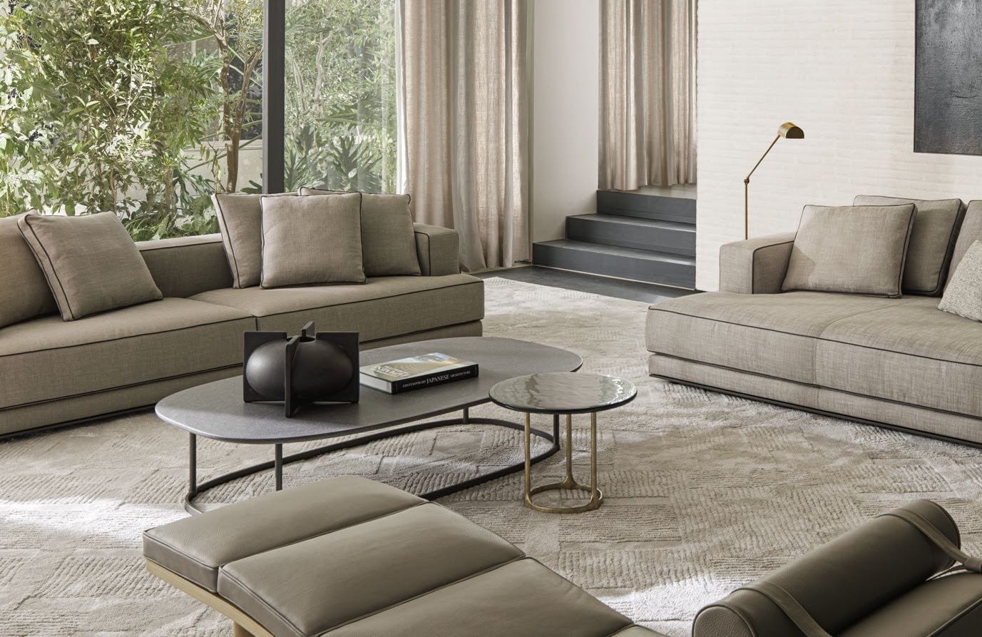 modern luxury living room in beige tones molteni&C